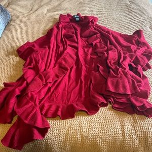 Red Ruffled Wrap/ Shawl